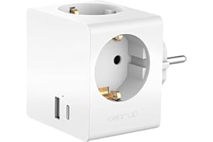 COLOR UP Steckdosenwürfel ohne Kabel, 5in1 Steckdosenadapter für DE/NL/ES/SE/FR, Mehrfachsteckdose für USB A/C + 3X C E/F, Mehrfachstecker für Steckdose mit Überspannungsschutz & Kindersicherung