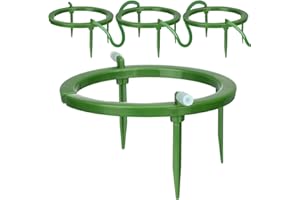 Kopinma 4 Set Automatische Bewässerung Pflanzen Wasserringe, Tropfstrahler, Hydro Tropfsystem Tropfring mit Integriertem 1/8 Einlaufstutzen, 3 Abnehmbare Pfähle, Selbstbewässernder Pflanzgefäßeinsatz