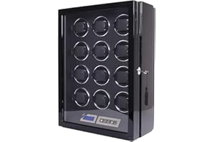 XTELARY Remontoir Automatique pour Montres 6/8/9/12 avec écran LCD et télécommande, Verrouillage des Boutons pour déverrouiller, éclairage LED, équipé d'un Moteur Silencieux