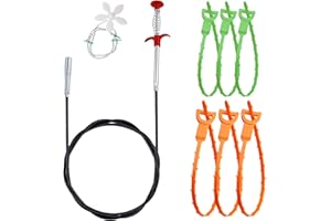 NENULL 3 Mètres Furet Deboucheur Canalisation avec Griffe,8 Pcs Deboucheur Evier WC, Nettoyage des Canalisations Furet Plomberie,Sonde de Debouchage Professionnel pour Tuyauterie égouts, lavabo,baignoire