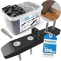 TEVOTECH Terrasverbinders [set] 350 stuks incl. schroeven, voor hout en terrasplanken bevestiging onzichtbaar met schroeven van roestvrij staal, kunststof clips voor terrasplanken