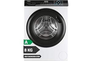 Haier I-Pro Series 3 HW80-B14939-IB- Lavadora Carga Frontal 8KG, Función Vapor, Motor Direct Motion, Tratamiento Antibacterias, 1400 RPM, Fin Diferido, Detector automático de KG, 15 programas, Blanco