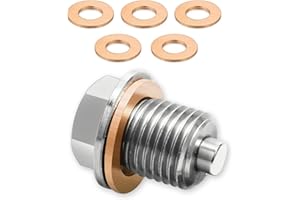 ‎AMONENZ AMONENZ Ölablassschraube M14x1,5, Magnetische Ablassschraube Öl, Edelstahl Verschlussschraube Ölwanne, Öl Ablassen Schraube mit 5 Metall-Dichtringen, für Autos, Boote, Motorräder