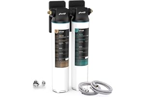 Sistema di filtrazione dell'acqua sottolavello Frizzlife DW15, elementi certificati NSF/ANSI 53&42, riduce al 99,99% piombo, cloro, fluoruro, cattivo gusto e odore, connessione diretta, 0,5 micron