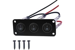 RUNCCI-YUN 12V pannello interruttore,Pulsante Interruttore Rotondo,12-24V 3 Gruppi Pannello interruttori a levetta,Pannello Interruttori a Bilanciere per Auto, Barca, Camion