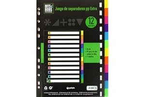 Grafoplas - Juego de Separadores Colores Flúor, 12 Posiciones, Polipropileno Alga Calidad 500μ, 11 Taladros, Bits&Bobs Pop and Design