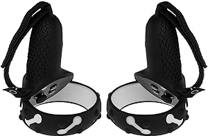 NEWZEROL Grip Cover para Quest 2 Touch Controller [Cobertura Total] Mango Antideslizante Accesorios de Funda Protectora [con Correa para los Nudillos de la muñeca+Tapones para el Pulgar] - Negro