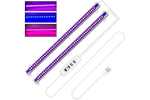 Craftsboys LED Plant Grow Light Strips Full Spectrum for Indoor Plants with Auto ON/Off Timer, 48 LEDs / 10 Dimmable Levels, Sunlike Grow Lamp for Hydroponics Succulent (Two Bar, Red/Blue)