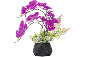 LESING Flores Artificiales de ocdea Artificial, arreglo de orquídea sintética con jarrón Artificial, Flores en Maceta, orquídea Phalaenopsis en jarrón para decoración del hogar
