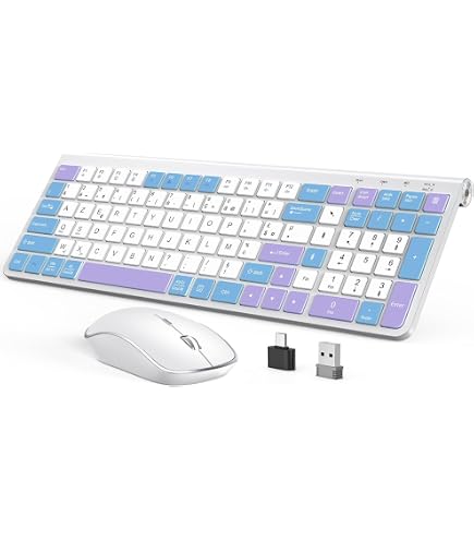 Clavier Sans Fil Ultra-fin Blanc Avec Souris - Ensemble Portable 2,4 GHz Pour PC, Tablette Et Téléphone - 10