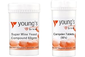 ODN GIFT SUPPLIES Young's Home Brewers Wine Yeast Compound & Campden Tablets 2 Pack Bundle | Suitable for Homemade Wine Making and Brewing | 60g Compound, 50pk Tablets
