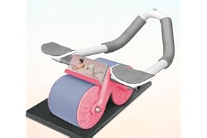 FK Sports Abdominal AB Roller Automatic Rebound Exercise wheel with Elbow Support, Core Exercise Wheel Trainer For Home Gym, With Extra Thick Knee Mat