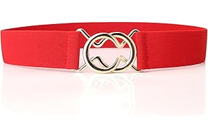 YIWEIYA Women's Elastic Waist Belt, Metal Buckle Skinny Stretchy Waist Belt for Jeans Pants Dresses,Women's Daily Use Stretch Waist Belt