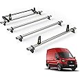 Van Guard Roof Rack for Ford Transit 2014+ 4 Aluminium Roof Bars, Rear Ladder Roller with Loadstops [Only suitable for L3H3] - UltiBar Plus - VG310-4/VGR-06