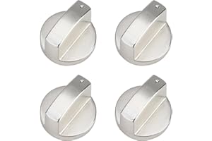 WITWAR 4 Gas Stove Knobs, 6mm Universal Gas Stove Control Knob Oven Switch Control Knobs Adaptors Durable Metal Temperature Resistant Practical Replacement Knobs for Various Kitchen Cooker (Silver)