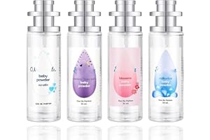 YANOBIA Ebyveen Baby Powder Perfume, Baby-Soft Perfume Spray, an Eau De Parfum, Long-lasting Moisture & Fragrance, Floral & Creamy Aroma for Women & Men,35ml (4Pcs)