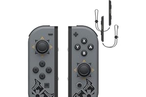 Vinkarpe Manette Switch, Paire de Manettes sans fil L/R pour Switch/OLED/Lite avec Double Vibration/Gyroscope 6 Axes, une paire Dragonne Switch