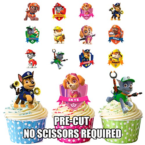 Paw Patrol Party Pack, Kuchen Dekorationen – 36 Essbar Stand-up Cupcake Topper