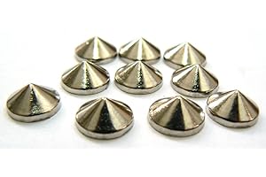 GIORGETTI STRASS Borchie a Cono/Punta 7 mm Argento, 50 pz – Hotfix Termoadesive per Tessuti, Denim e Sneakers in Canvas