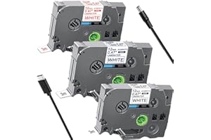 Acmerota Kompatybilne z Brother TZe-FA231 TZe-FA3 TZe-FA3R 12 mm x 3 m tkana taśma termoprzylepna do Brother P-Touch 1000 1010 D400 1000 1280 E100 H100 H400L H105 H110,3 Con. ff.