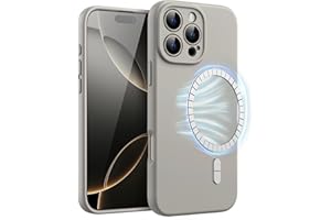 JETech Magnetyczne Silikonowe Etui do iPhone 16 Pro 6,3 Cala, Kompatybilne z MagSafe, Jedwabisty Miękki Dotyk, Amortyzujące Osłona z Obiektywem Aparatu Pełna Ochrona (Tytan Naturalny)