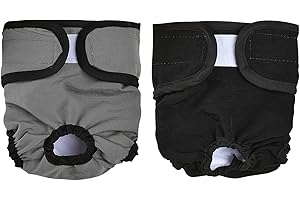 Andiker Hundewindeln, Wiederverwendbare Hündinnen Höschen Verstellbare und Waschbare Schutzhöschen für die Monatsblutung weibliche Haustiere (Schwarz und Grau, S)