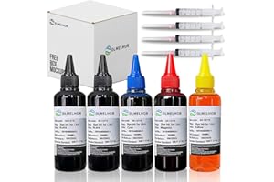 DLMELHOR Ink Refill kit Compatible for Canon PG240 PG-250 251 CL241 PG245 CL246 PG-243 CL-244 Inkjet Printer Cartridge CISS CIS System, 5 Color 5 Bottles Set(PBK,BK,C,M,Y),500ml