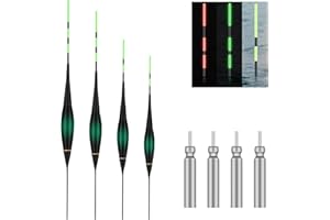 HERBYD 4 Stück Led Posen Angeln - Mit Bissanzeiger Mit 5 Stabbatterie Typ CR425, Posen Angeln Mit Gravity Sensing Und Basis, Angel-Zubehör Zum Tauchgebiet Angeln Am See, Fluss Oder Teich