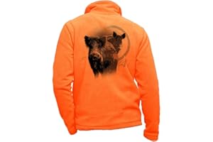 Pets-easy Veste Polaire avec Un Sanglier - vêtement de Chasse personnalisé avec Un gibier