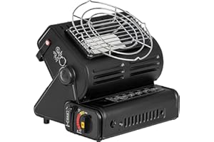 SMH LINE® Calefactor de Gas Portátil 2 en 1 Para Camping, Caravana, Calefacción 1,3 kW, Quemador Cartuchos de Gas Butano, Cerámica LPG