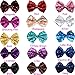 15pcs 8 CM Boutique Bling Sparkly Sequins Hair Bows Nylon Mesh Ribbon Headbands for Party Girls Kids Children Alligator Hair Clips