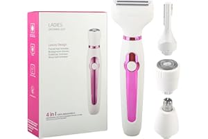 COMEHOME Rasoir électrique Femme 4 en 1 Épilateur Électrique Femme, Rasoir Electric Femme avec 4 Têtes Flottantes Tondeuse à Cheveux Sans Fil Rechargeable Pour Barbe Bras Jambes Aisselles Maillot