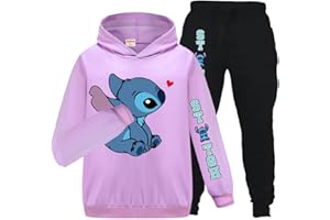 OAIXIUR Kids Blue Cat Cartoon Hoodies and Pants Tracksuits Sets Girls Fashion Sweatshirts Outfits 3-13 Years