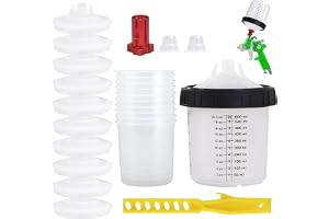 Set med färgblandningskoppar, 600 ml, färgpistol, tillbehör, system med 10 koppar och lock, 2 proppar