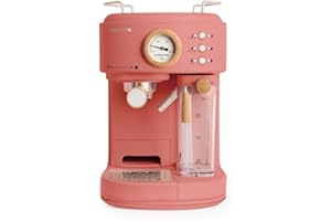 CREATE / THERA RETRO PRO/Machine à espresso semi-automatique Brique / 20 bar, bac à lait, égouttoir, deux becs verseurs, capacité 1,5l, pour café moulu, 1250W