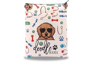 BAUNA Doodle Mama Book Sleeve Golden Doodle Lovers Book Cover Doodle Owner Book Sack Pet Lovers Protector Sleeve Mothers Day Gift Waterproof with Zipper Book Pouch (Doodle BM)
