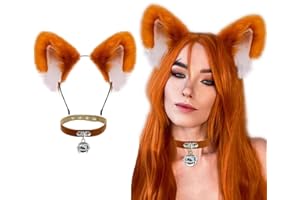 LaVenty Brown Fluffy Faux Fur Fox Cat Ears Headband Animal Ears Hair Accessories Cosplay Party Halloween Costume Ears