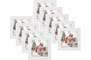 GOLDEN STATE ART Golden State Holzrahmen, quadratisch, 10 x 10 cm, Weiß, 9 Stück