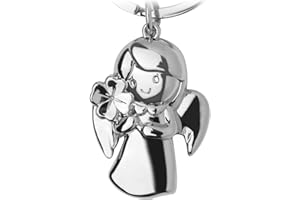 Legezon Schutzengel Schlüsselanhänger,Vierblättriges Kleeblatt Engel Anhänger aus Metall,Deine Auto Partner,Glücksbringer Anhänger,Geschenk Auto Führerschein,Zinklegierung, Glänzend Verchromt