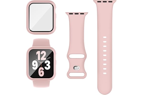 Raradev 3-i-1 för Apple Watch-armband 40/41/42 mm (serie 10)/44/45/46 mm med fodral, sportigt silikonarmband och skyddsfodral för iWatch Series SE 10 9 8 7 6 5 4