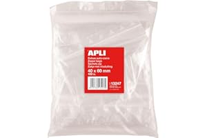 APLI 13247 Lot de 100 sachets en plastique à fermeture automatique, 40 x 60 mm