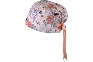 CALOMED Calot de Bloc Moderne Charlotte Chapeau Infirmière Bonnet en Tissu pour Personnels de Santé Euro Femme ou Homme Cheveux Courts (Fleurs Roses Esquissées)