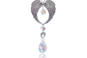 BDEUTROPHIC Crystal Suncatcher, Angel Wings Ornaments, Bright and Cheerful Hanging Ornaments, Hanging Crystals for Windows Applicable for Window Bedroom Car Home Garden Office Party Wedding
