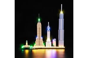 cooldac Zestaw oświetleniowy LED do Lego Architecture New York City Skyline, zestaw oświetleniowy do architektury 21028 (zestaw oświetleniowy tylko bez modelu Lego)