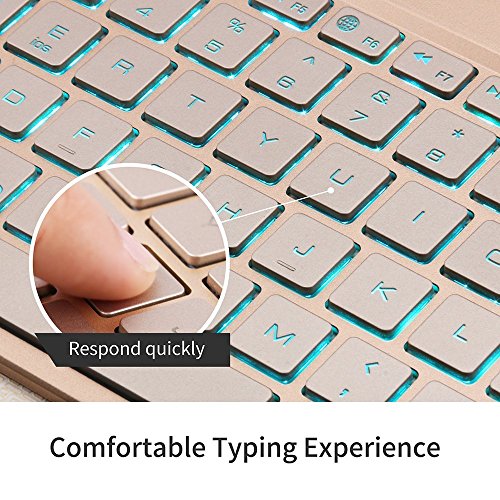 kvago iPad 9,7 Tastatur Fall, Slim Dünn 7 Farben Hintergrundbeleuchtung Abnehmbare Tastatur Fall + Displayschutzfolie + Eingabestift Slim Dünne Stilvolle Luxus Abnehmbare Wireless Bluetooth-Tastatur Dreifach Faltbar PU Leder Flip Case Smart Cover Tastatur mit Hintergrundbeleuchtung für Apple neue iPad 24,6 cm 2017 (Modellnummer A1822) - 5