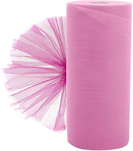 100 Yards 15cm Decorazione di nozze fai da te Tulle Bobina di abbigliamento Tessuto a maglia per cucire(C08 rosa