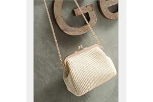 YFZCLYZAXET Sac De Soirée Femme Pochette De Paille Faite À La Main Fourre-Tout Vintage Femmes Sac De Soirée Sac À Main De Fête Portefeuille Plage Sac À Main Chaîne Dame Sac De Messager-Blanc Cassé