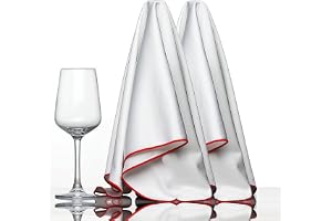 Kiuiom Poleringsduk för vinglas, professionell glasduk utan ränder, poleringsdukar för rengöring av glas och blanka ytor, återanvändbara, vita och vinröda, 2 delar, 40 x 60 cm