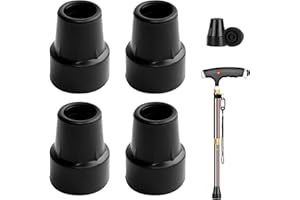 KMUQSHY 4 Pezzi Puntali in Gomma 19mm Antiscivolo Stampelle, Gommini per Bastoni da Passeggio, Crutches e Bastoncini da Trekking, Compatibili Standard Pieghevoli, Protezione Sicurezza, Facile Installazione