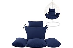 ISTYLE MODE BETTER HOME CHOICE Swing Egg Chair Replacement Cushion, Foldable Water-Resistant Hanging Basket Swing Chair Cushion with Headrest Pillow, Outdoor Porch Backyard Patio Hammock Swing Replacement Cushions (Navy)